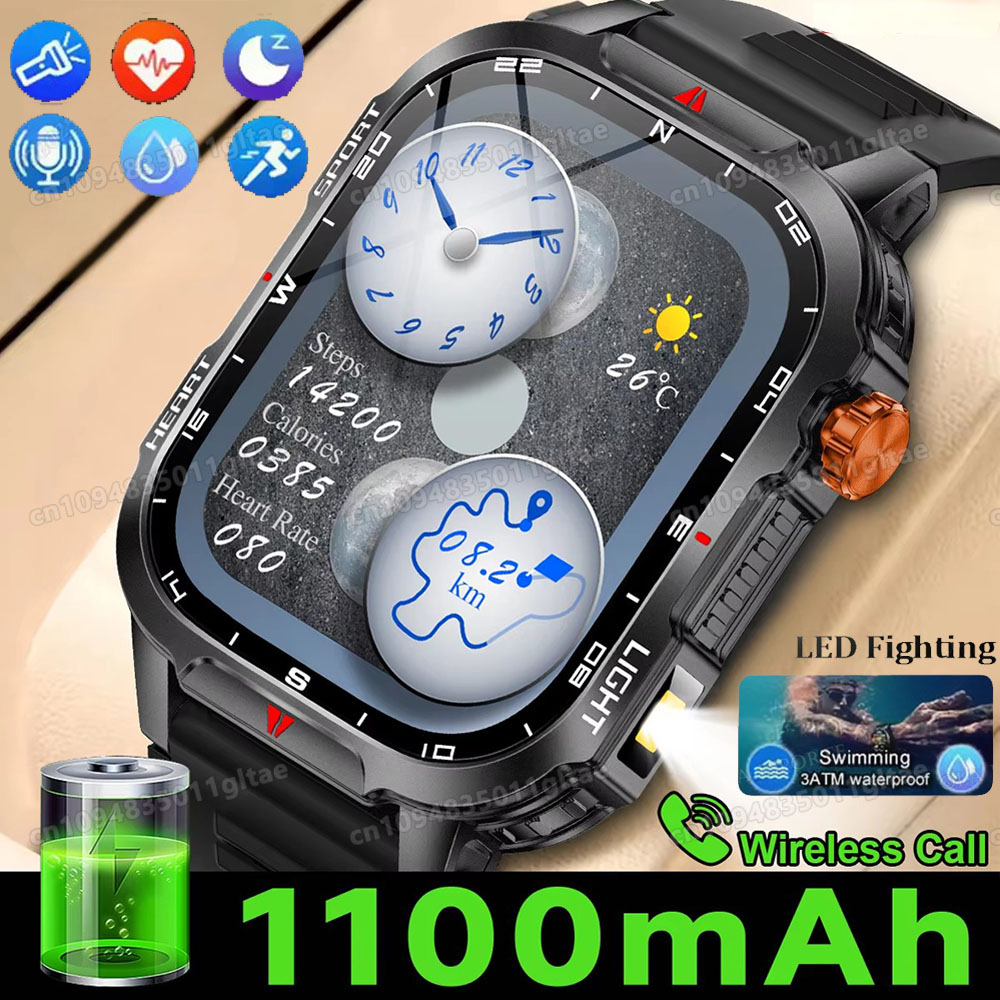 Outdoor Lighting Track - Militärische Outdoor-Smartwatch für Herren mit GPS-Tracking,